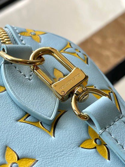 LOUIS VUITTON SPEEDY BANDOULIÈRE 20 IN SKY YELLOW MONOGRAM CALFSKIN GOLD BUCKLE