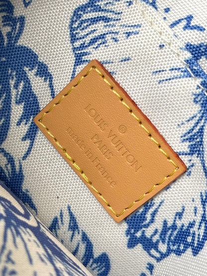 LOUIS VUITTON MULTI POCHETTE ACCESSOIRES 24 IN LAGOON BLUE MONOGRAM TILES CANVAS GOLD HARDWARE
