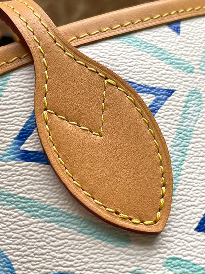 LOUIS VUITTON NEVERFULL MM 31 IN LAGOON BLUE MONOGRAM TILES CANVAS