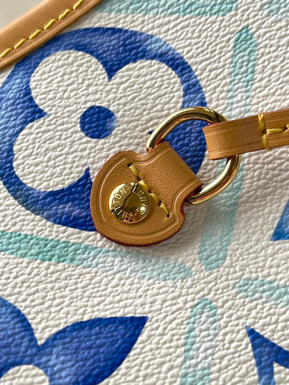LOUIS VUITTON NEVERFULL MM 31 IN LAGOON BLUE MONOGRAM TILES CANVAS