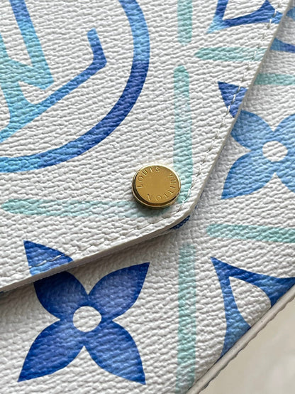 LOUIS VUITTON FÉLICIE POCHETTE 21 IN LAGOON BLUE MONOGRAM TILES CANVAS