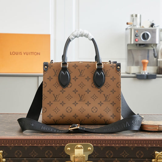 LOUIS VUITTON ONTHEGO PM 25 IN BROWN MONOGRAM CANVAS WITH DUCK SHAPE