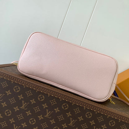 LOUIS VUITTON NEVERFULL MM BAG 32 IN PINK AND BEIGE EMBOSSED COWHIDE