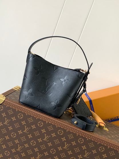 LOUIS VUITTON ALL IN BB BAG 18 IN BLACK EMBOSSED COWHIDE