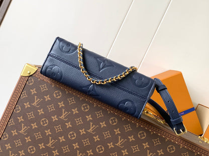 LOUIS VUITTON LV 25S ONTHEGO EAST WEST BAG 25 IN NAVY BLUE CALFSKIN MONOGRAM EMPREINTE
