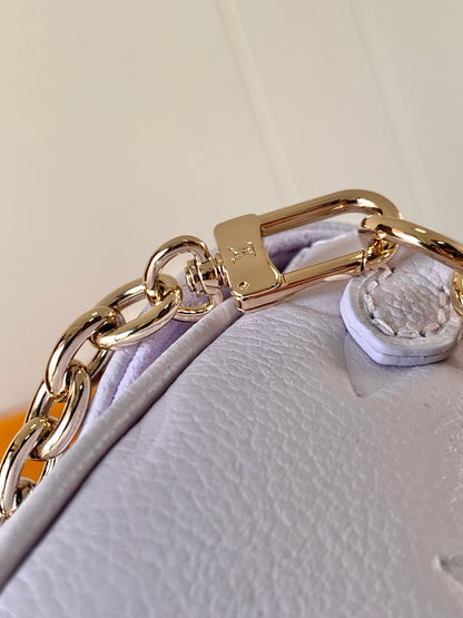 LOUIS VUITTON LV 25S WALLET ON CHAIN IVY 23 IN MISTY PURPLE EMBOSSED CALFSKIN TRIM