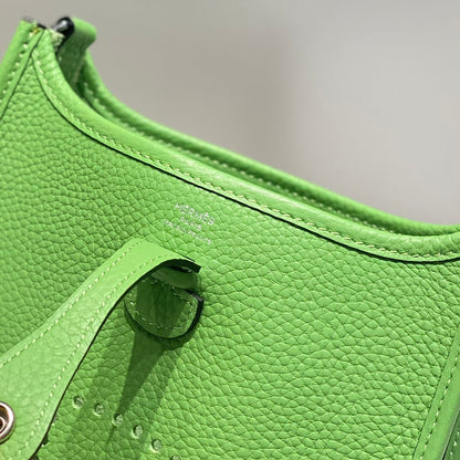 HERMES MINI NEO 18 EVELYNE BAG IN LIGHT GREEN GRAINED CALFSKIN