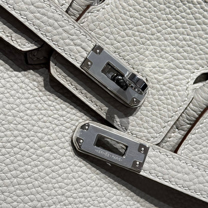 HERMES BIRKIN 25CM IN CREAM TOGO LEATHER SILVER HARDWARE