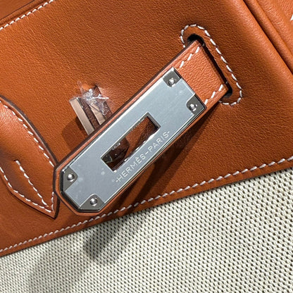 HERMES BIRKIN 35CM IN VEAU BARENIA SWIFT CALFSKIN ERCU TOILE CANVAS