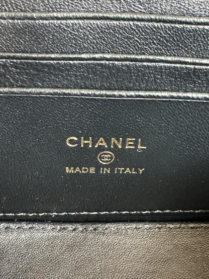 CHANEL SMALL VANITY CASE 17 WITH HANDLE IN BLACK CALFSKIN GOLD METAL CHAIN
