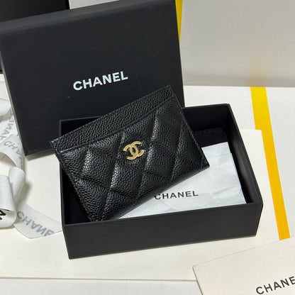 CHANEL QUILTED CLASSIC CARD HOLDER 11 IN BLACK CAVIAR SKIN