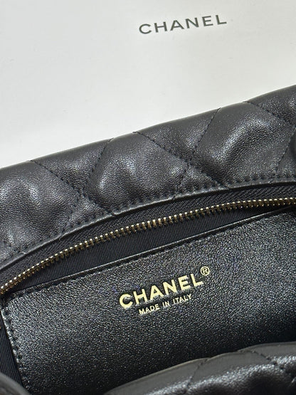 CHANEL QUILTED HOBO CARGO BAG 31 IN BLACK CALFSKIN GOLD CHAIN