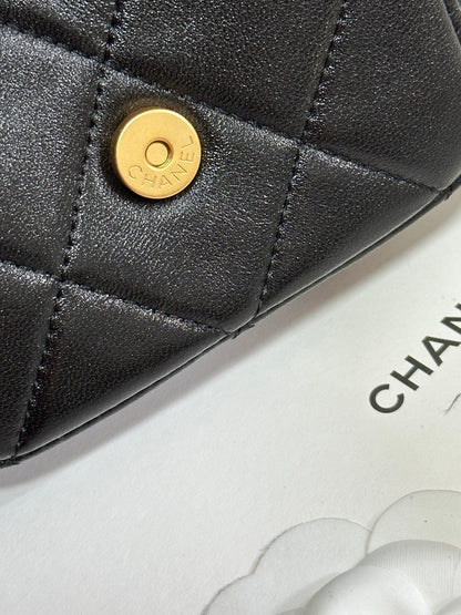 CHANEL QUILTED HOBO CARGO BAG 31 IN BLACK CALFSKIN GOLD CHAIN