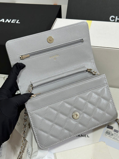 CHANEL STRASS WOC ENTRUPY BAG 19 IN SPANISH GREY CALFSKIN GOLD HARDWARE