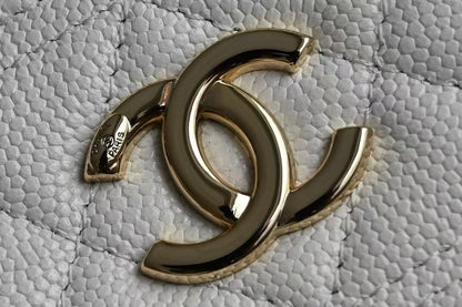 CHANEL COSMETIC BAG 19 IN WHITE GRAINED CALFSKIN GOLD HARDWARE