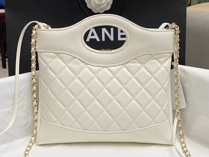 CHANEL MINI 23 SHOPPING BAG IN WHITE CALFSKIN