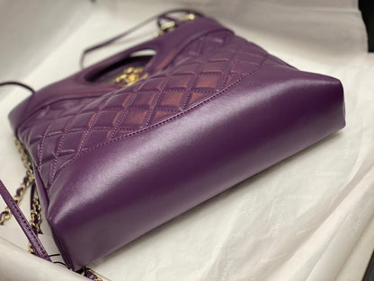 CHANEL MINI 23 SHOPPING BAG IN VIOLET PURPLE CALFSKIN