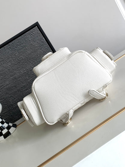 CHANEL DUMA BACKPACK 21 IN WHITE CALFSKIN