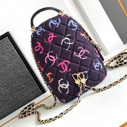 CHANEL CLASSIC MINI 18 BACKPACK COLORFUL WOOL COTTON MIXED FIBERS GOLD TONE METAL