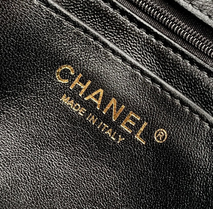 CHANEL MINI 20 FLAP BAG IN BLACK CALFSKIN