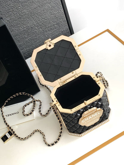 CHANEL 12 TEA BOX MINAUDIERE BAG IN BLACK RESIN