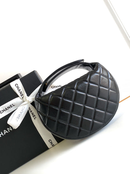 CHANEL 16 MINI POUCH IN BLACK GRAINED CALFSKIN AND GOLD METAL