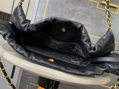 CHANEL BAG 25S 42 CM IN BLACK LAMBSKIN WITH GOLD HARDWARE
