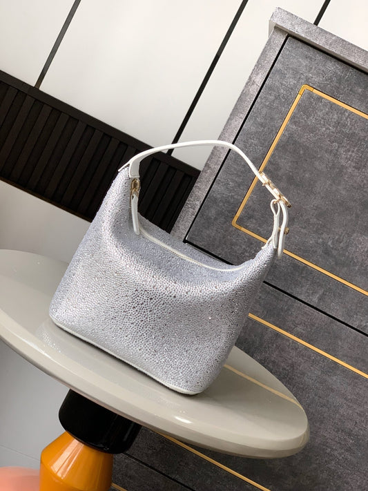 CHANEL 25S SHOPPING BAG 18 CM IN SILVER RHINESTONE-STUDDED