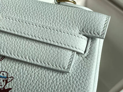 HERMES BIRKIN 25 BAG IN WHITE CALFSKIN WITH COLORFUL STICKER 228763