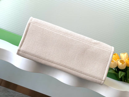 CHANEL SHOPPING BAG 38 IN WHITE BLUE AND YELLOW CANVAS