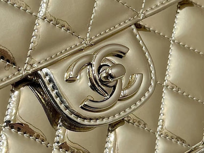 CHANEL 25S  STAR GOLD 23 IN METALLIC GOLD CALFSKIN