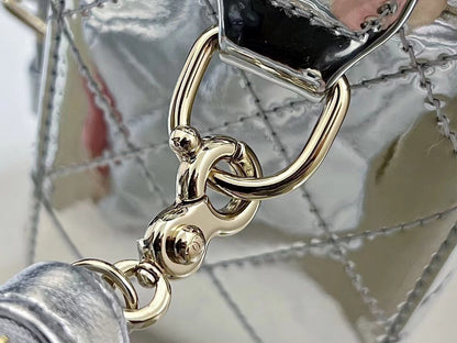 CHANEL 25S  STAR SILVER 23 IN METALLIC SILVER CALFSKIN