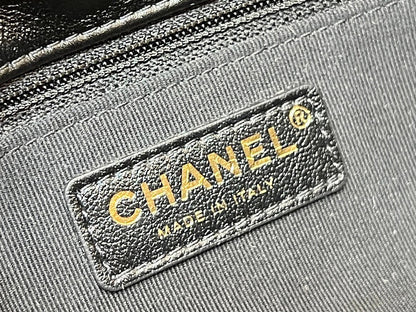 CHANEL 25S HOBO RETRO BAG 24 IN BLACK CALFSKIN GOLD HARDWARE