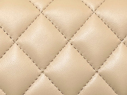 CHANEL 25S FLAP BAG 20 CM IN LIGHT BEIGE LAMBSKIN WITH GOLD HARDWARE