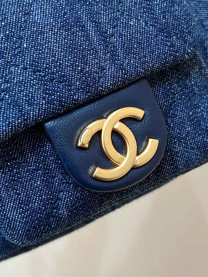 CHANEL 25S LARGE HOBO BAG 35 IN DARK BLUE DENIM GOLD HARDWARE
