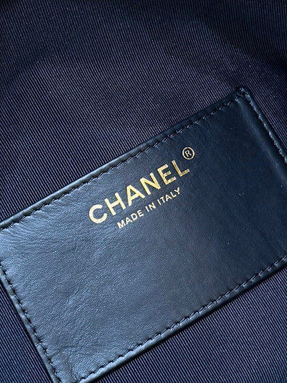CHANEL 25 HANDBAG 40 IN BLACK SUEDE GOLD HARDWARE