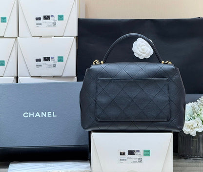 CHANEL 25S MEDIUM FLAP BAG 28 IN BLACK CALFSKIN GOLD HARDWARE