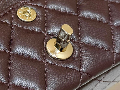 CHANEL 25S  MINI CF BAG 12 IN DARK BROWN LAMBSKIN HEART MODEL
