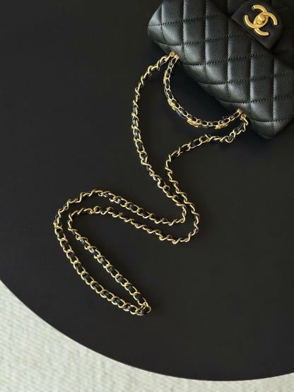 CHANEL 25S FLAP BAG 20 CM IN BLACK CAVIAR LEATHER WITH GOLD HARDWARE