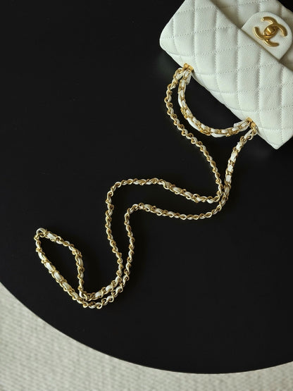 CHANEL 25S FLAP BAG 20 CM IN WHITE CAVIAR LEATHER WITH GOLD HARDWARE