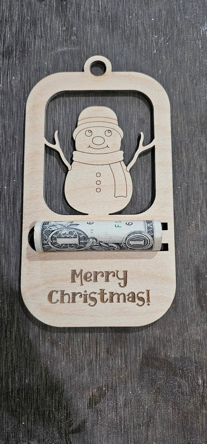 Christmas Cash Ornament- Christmas Tree, Snowman, Reindeer, Grinchmas Money Holder Ornament,Holiday Money Holder, Christmas Money Gift