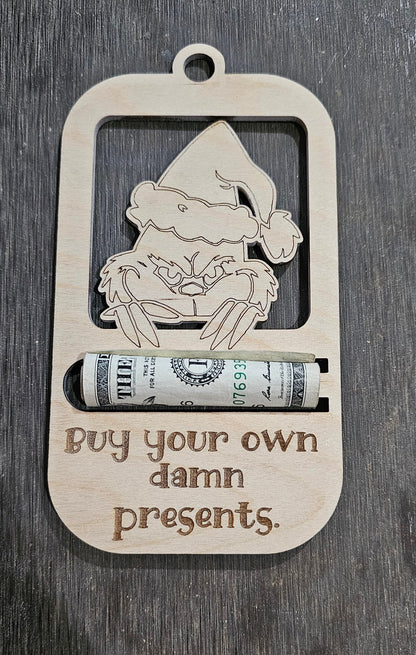 Christmas Cash Ornament- Christmas Tree, Snowman, Reindeer, Grinchmas Money Holder Ornament,Holiday Money Holder, Christmas Money Gift