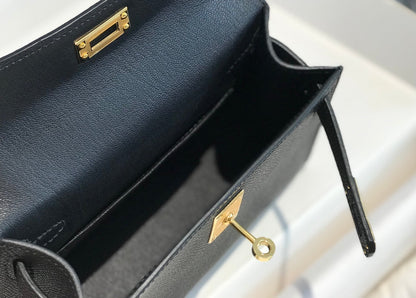 HERMES KELLY MINI 20 BLACK EPSOM GOLD HARDWARE
