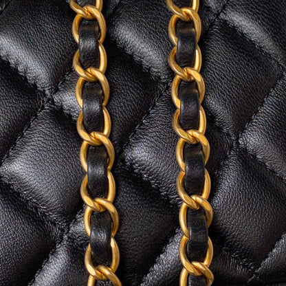 CHANEL Vanity Case 17cm Black Lambskin Gold hardware