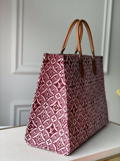 LOUIS VUITTON LV SINCE 1854 ONTHEGO GM BORDEAUX RED TEXTILE